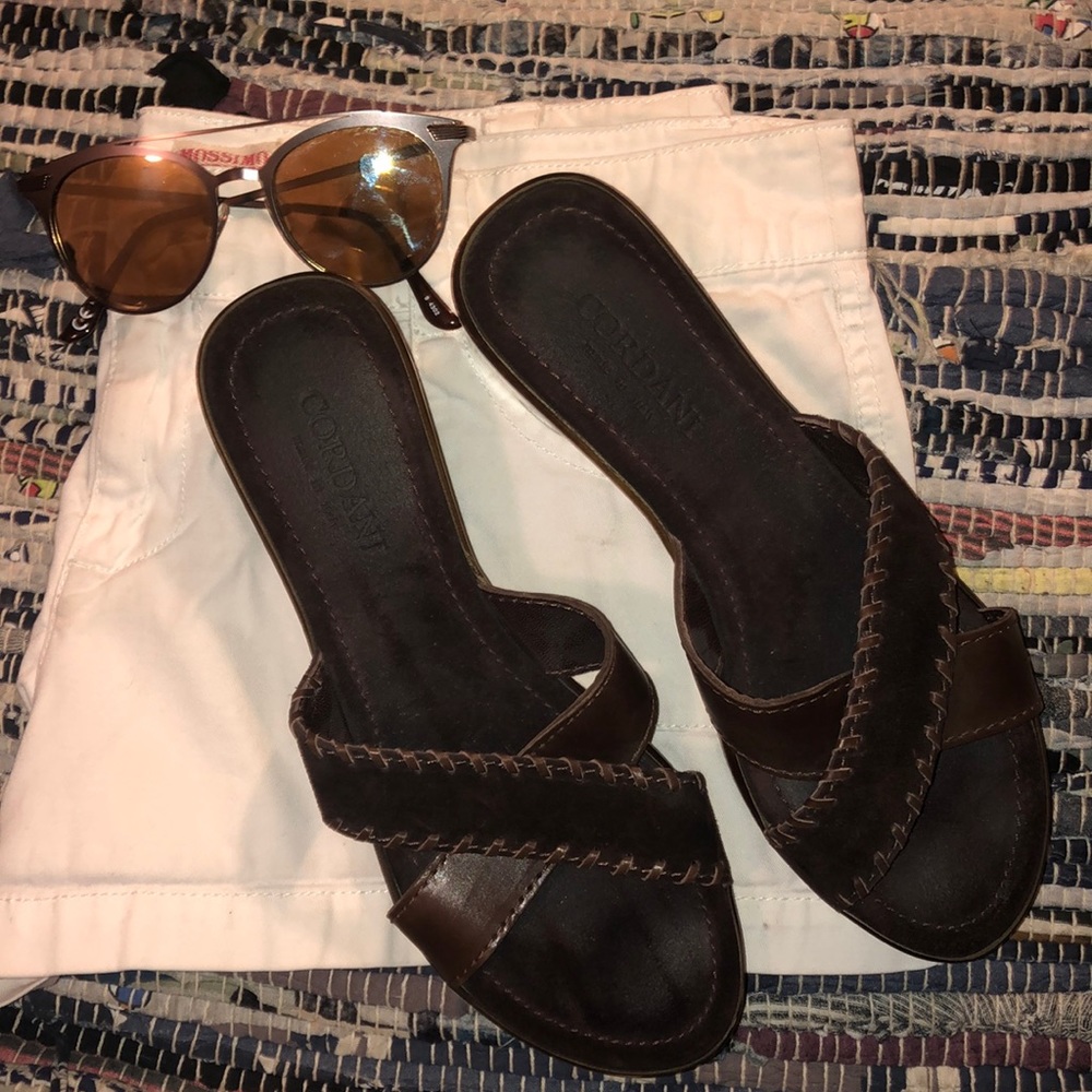 Leather and suede chocolate brown sandals
